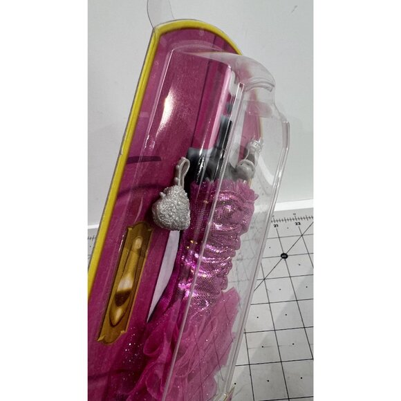 Barbie Gown Fashion Accessory N8328 Pink Glitter Dress Silver Heels Purse New - Picture 2 of 4